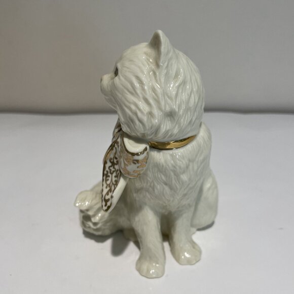 LENOX Sitting Pretty Cat Kitten Figurine 24kt Gold Accented Bow Retired - Picture 4 of 10